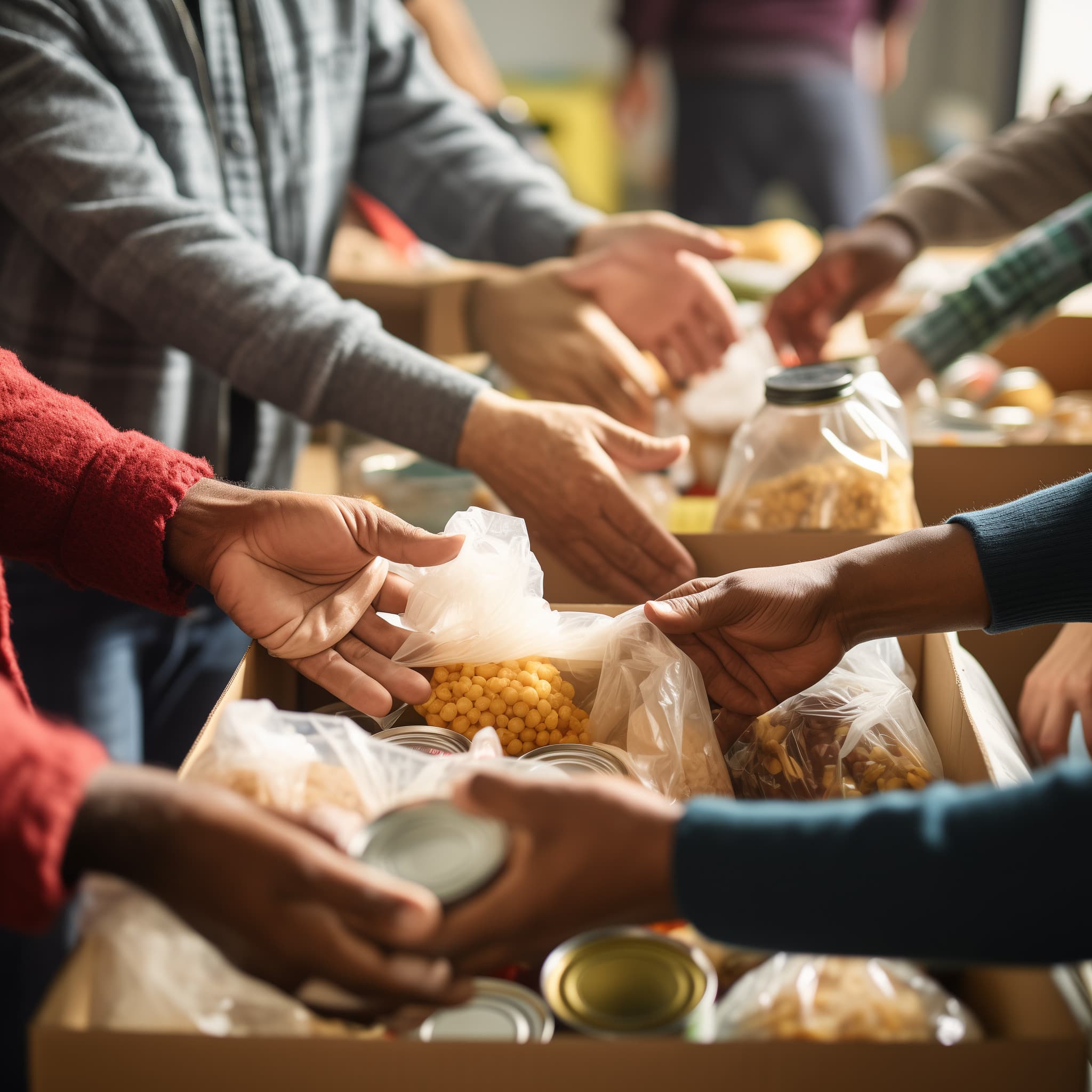 Distribution de repas par des bénévoles
